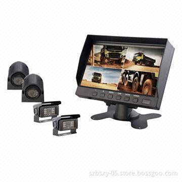 Waterproof Rear-view Camera System with 7-inch Digital LCD Quad Monitor
